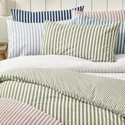 Rackhams Brushed Stripe Cotton Reversible Duvet Cover Set Silver Grey - Double - Silver Grey - thumbnail 5