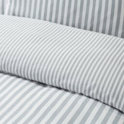 Rackhams Brushed Stripe Cotton Reversible Duvet Cover Set Silver Grey - Double - Silver Grey - thumbnail 4