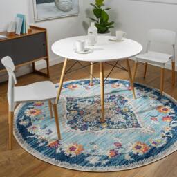 Rackhams Floransa-Vintage Blue Beige Grey Pink Traditional Boho Rug - 80 x 220 cm - thumbnail 6