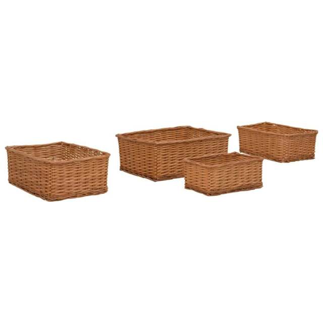 Rackhams 4 Piece Nesting Basket Set Brown Willow