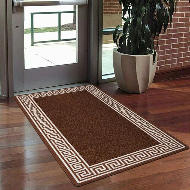 Rackhams Greekey Gel Mat - Brown Cream - 40cm x 60cm (1.3ft x 1.95ft) - image 1