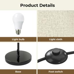 Rackhams Standing Floor Lamp Living Room with Led Light Corner Remote Foot Switch - thumbnail 4