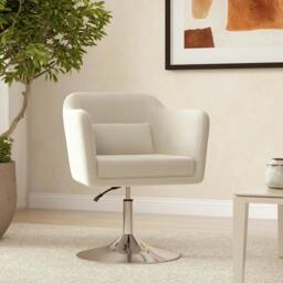 Rackhams Modern Accent Chair with Swivel Base, Height Adjustable Arm Chair with Pillow for Living Room, Bedroom, Cream White - thumbnail 2