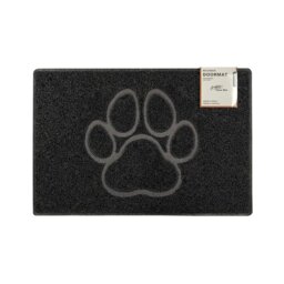 Rackhams Paw Medium Embossed Doormat in Black - Black - Vinyl - 1
