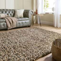 Rackhams Rocks Shaggy Beige Wool Rug – Thick Tubular Pile - 160X230 cm - thumbnail 4