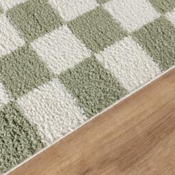 Rackhams Fossay Shag-Washable Beige Green High Pile Checkered Rug - 200 x 275 cm - thumbnail 4