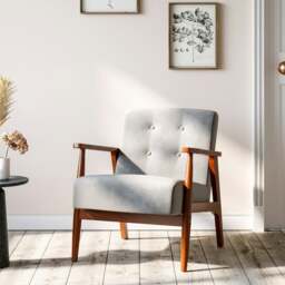 Rackhams Wood Single Sofa Lounge Chair with Cushion - Dark Wood - thumbnail 1