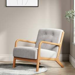 Rackhams Wood Single Sofa Lounge Chair with Cushion - Dark Wood - thumbnail 3