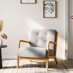 Rackhams Wood Single Sofa Lounge Chair with Cushion - Dark Wood - thumbnail 2