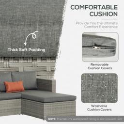 Rackhams 3 PCS Outdoor PE Rattan Chaise Lounge Furniture Sofa Set w/ Cushions - thumbnail 6
