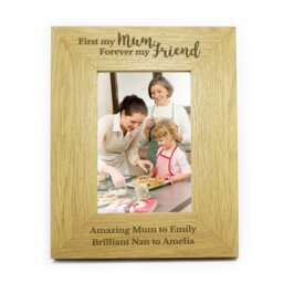Rackhams Personalised 'First My Mum Forever My Friend' 6x4 Oak Finish Photo Frame - thumbnail 2