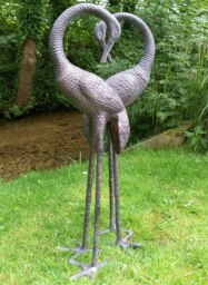 Rackhams Pair of Love Cranes Garden Ornaments Aluminium with Bronze Finish 1m tall - Cast Aluminium - Bronze - Sculpture - thumbnail 2