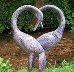 Rackhams Pair of Love Cranes Garden Ornaments Aluminium with Bronze Finish 1m tall - Cast Aluminium - Bronze - Sculpture - thumbnail 4