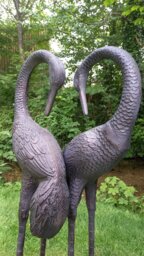 Rackhams Pair of Love Cranes Garden Ornaments Aluminium with Bronze Finish 1m tall - Cast Aluminium - Bronze - Sculpture - thumbnail 5