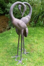Rackhams Pair of Love Cranes Garden Ornaments Aluminium with Bronze Finish 1m tall - Cast Aluminium - Bronze - Sculpture
