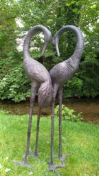 Rackhams Pair of Love Cranes Garden Ornaments Aluminium with Bronze Finish 1m tall - Cast Aluminium - Bronze - Sculpture - thumbnail 6