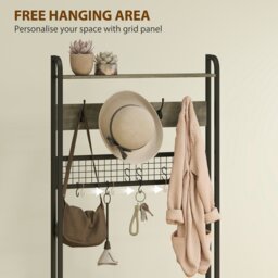 Rackhams Industrial Hall Tree Coat Rack Stand with Shoe Cabinet Grey - Grey - 1 - Particle board, steel - thumbnail 5