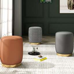 Rackhams N89 Round Stool, Leather/ Velvet - Velvet - Pink - thumbnail 4