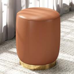 Rackhams N89 Round Stool, Leather/ Velvet - Velvet - Pink - thumbnail 6
