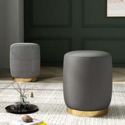Rackhams N89 Round Stool, Leather/ Velvet - Velvet - Pink - thumbnail 3
