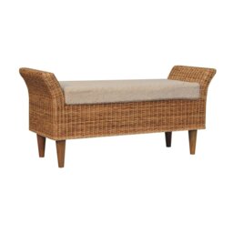 Rackhams Solid Wood Riviera Woven Bench - thumbnail 2