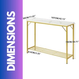 Rackhams 2-Tier Gold Hallway Console Table With Metal Frame Gold - thumbnail 4