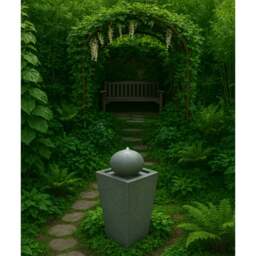 Rackhams Osiris Outdoor Sphere and Column Water Feature LED Lit Self-Contained Garden and Patio Water Fountain - thumbnail 4