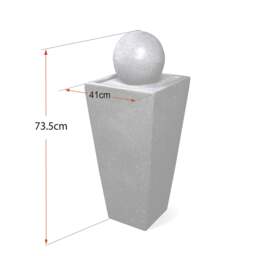 Rackhams Osiris Outdoor Sphere and Column Water Feature LED Lit Self-Contained Garden and Patio Water Fountain - thumbnail 5