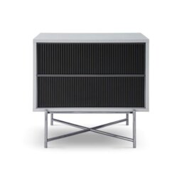 Rackhams Adriana Bedside Chests - White Wood - Bronze Perforated Steel - Brushed Bronze - thumbnail 2