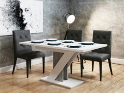 Rackhams Extendable Dining Table for 6 People MAVEA White Gloss Grey Concrete Look - thumbnail 2