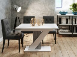 Rackhams Extendable Dining Table for 6 People MAVEA White Gloss Grey Concrete Look