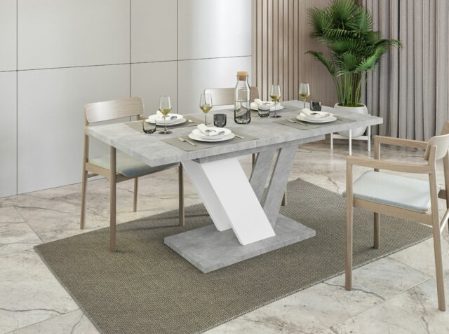 Rackhams Extendable Dining Table for 6 People DUBAI Stone Effect, White - image 1