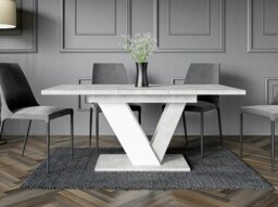 Rackhams Extendable Dining Table for 6 People DUBAI Stone Effect, White - thumbnail 4