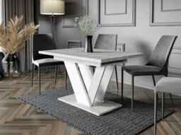 Rackhams Extendable Dining Table for 6 People DUBAI Stone Effect, White - thumbnail 3