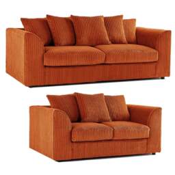 Rackhams Luxor Full Jumbo 3 + 2 Seater Sofa Set - Scatter Back - Orange - thumbnail 1