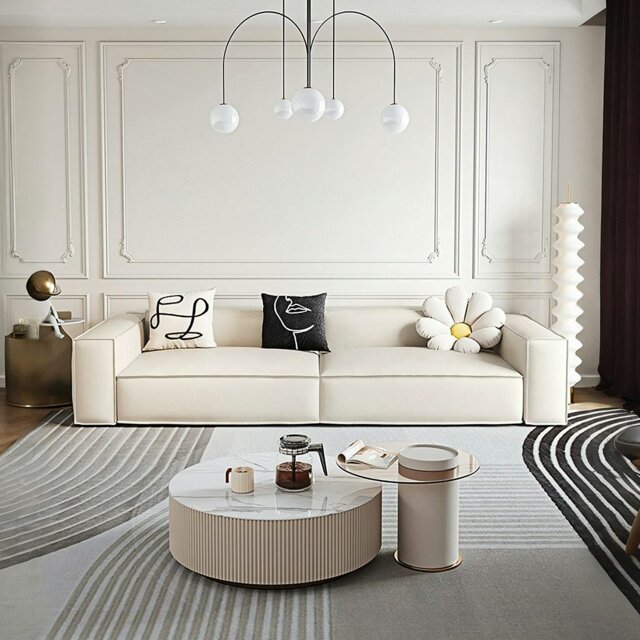 Rackhams Milton Two Seater Sofa, Four Seater Corner Sofa, Leathaire - Cream - Four Seater Corner 353cm - image 1