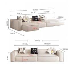 Rackhams Milton Two Seater Sofa, Four Seater Corner Sofa, Leathaire - Cream - Four Seater Corner 353cm - thumbnail 6