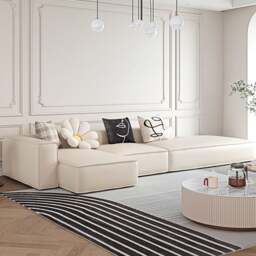 Rackhams Milton Two Seater Sofa, Four Seater Corner Sofa, Leathaire - Cream - Four Seater Corner 353cm - thumbnail 5
