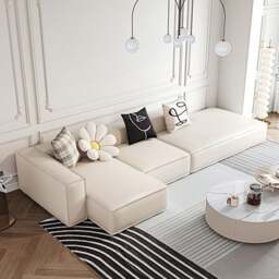 Rackhams Milton Two Seater Sofa, Four Seater Corner Sofa, Leathaire - Cream - Four Seater Corner 353cm - thumbnail 3