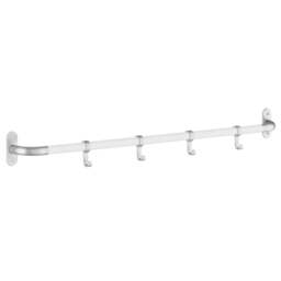 Rackhams 4 Hook Coat Rack in Grey/White Aluminium, Length 1000mm