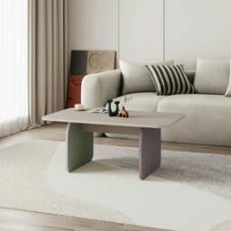 Rackhams Modern Coffee Table Radius Edges with Flat Panel Legs Japandi Style Particleboard Living Room 100cm - Multicolor - thumbnail 1