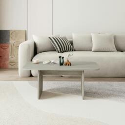 Rackhams Modern Coffee Table Radius Edges with Flat Panel Legs Japandi Style Particleboard Living Room 100cm - Multicolor - thumbnail 5
