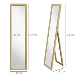 Rackhams Rustic Full Length Mirror, 37 x 157 cm, Farmhouse Wall Hanging and Freestanding Floor Mirror for Living Room, Bedroom, Natural - thumbnail 3
