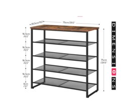 Rackhams 5-Tier Industrial Shoe Rack - Metal Frame Organizer - thumbnail 3