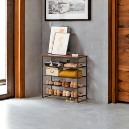 Rackhams 5-Tier Industrial Shoe Rack - Metal Frame Organizer - thumbnail 4