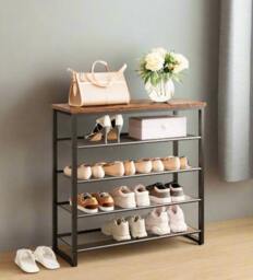 Rackhams 5-Tier Industrial Shoe Rack - Metal Frame Organizer - thumbnail 6