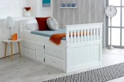 Rackhams Captains Storage Bed with 4 Drawers & Cupboard – Solid Pine – Waxed or White Finish – 3FT Single - White - thumbnail 4