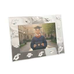 Rackhams Graduation Metal 4x6 Picture Frame in Nickel Plated with 3D Hat Icons - thumbnail 2