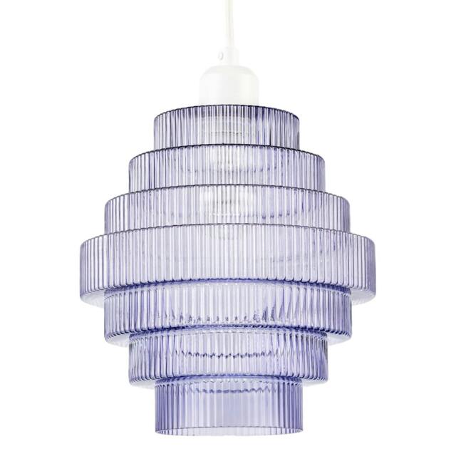 Rackhams Tiered Stepped Design Smoked Lavender Glass Pendant Ceiling Lamp Shade - image 1