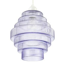 Rackhams Tiered Stepped Design Smoked Lavender Glass Pendant Ceiling Lamp Shade - thumbnail 4